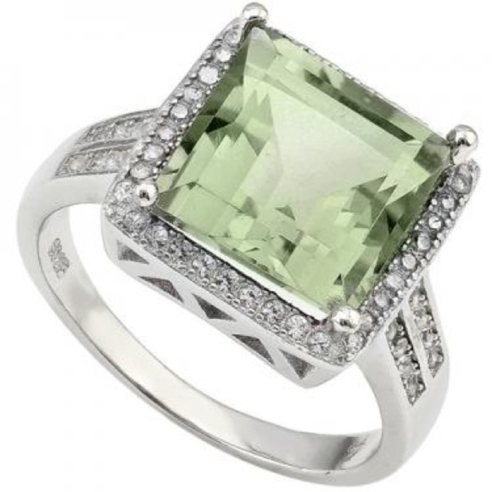 14K White Gold Diamonds Sapphire and Amethyst Designer Ring